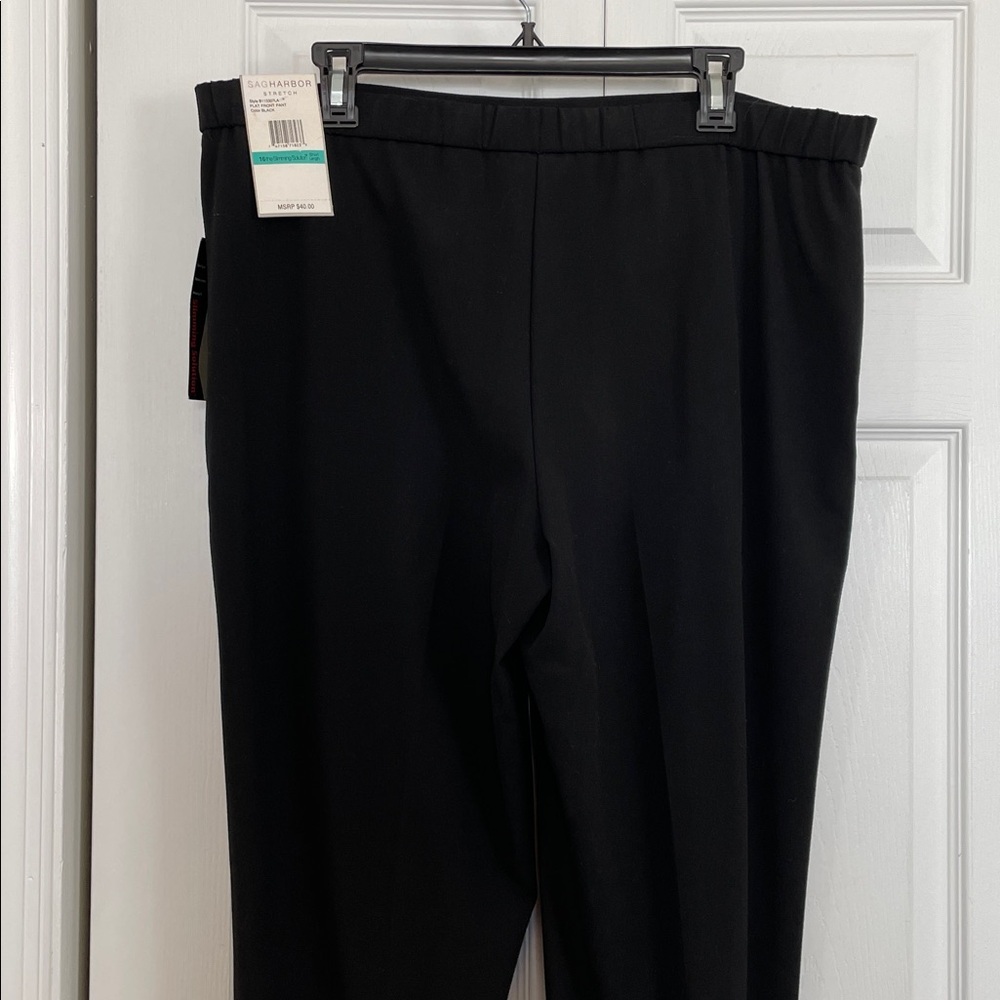 Sag Harbor Slimming Solution Stretch 16P Black straight leg Pants flat front - Picture 6 of 10